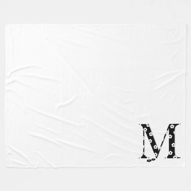 Flower Patterned Letter M Fleece Blanket (Front (Horizontal))