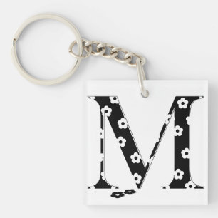 flower Patterned Letter M Key Ring