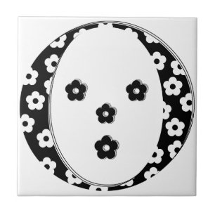 flower Patterned Letter O Tile