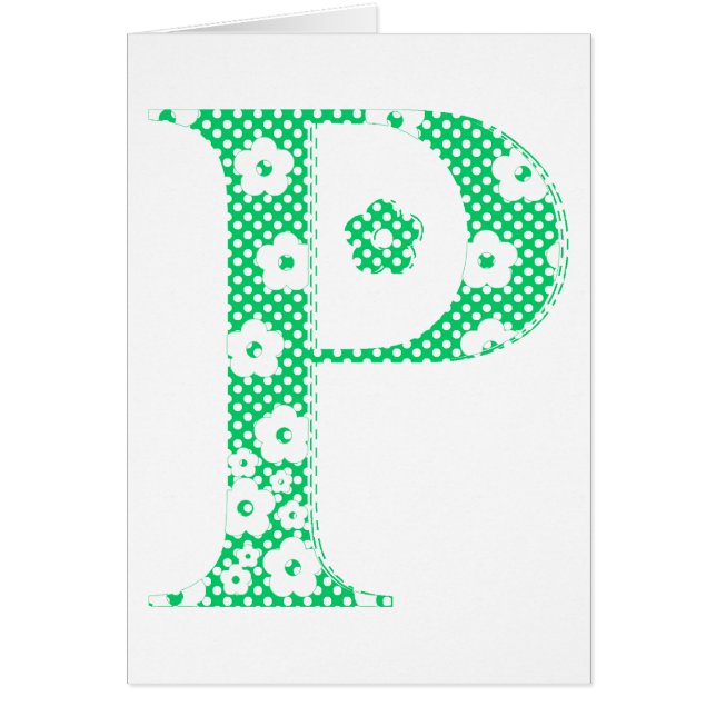 flower Patterned Letter P (green & dots) (Front)