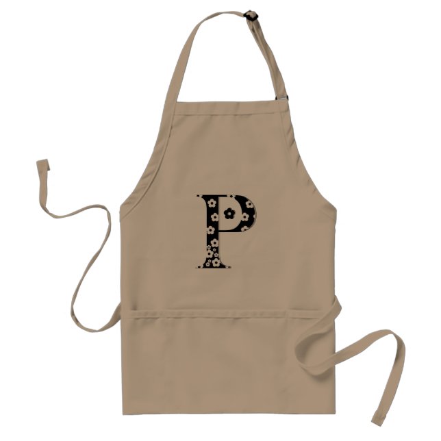flower Patterned Letter P Standard Apron (Front)