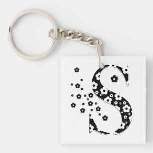 flower Patterned Letter S Key Ring