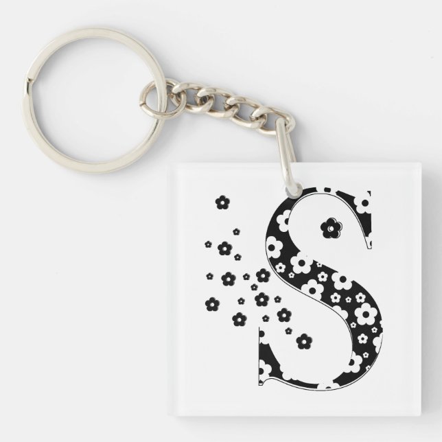 flower Patterned Letter S Key Ring (Front)