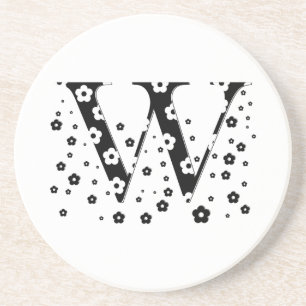 flower Patterned Letter W Coaster