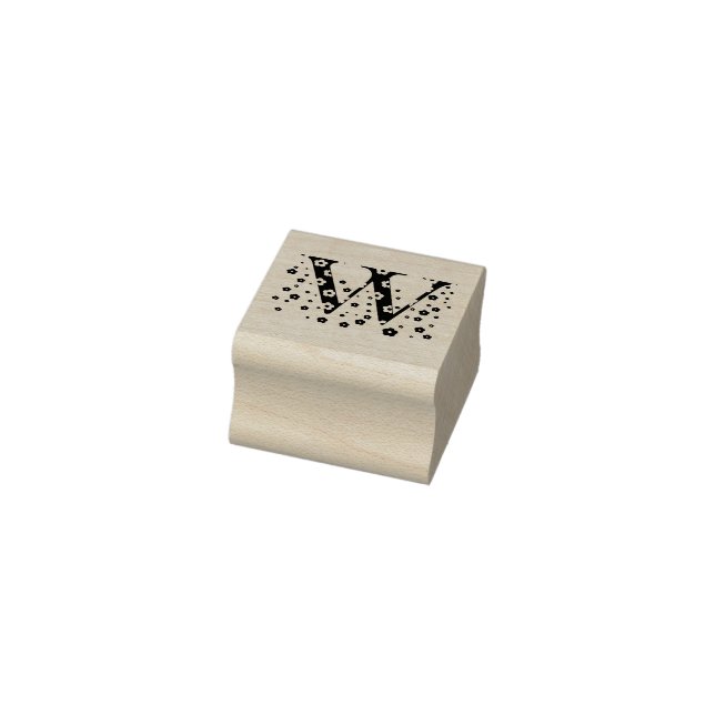 Flower Patterned Letter W Rubber Stamp (Stamp)