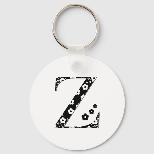 flower Patterned Letter Z Key Ring (Front)