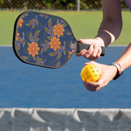 Flower-patterned pickleball paddle