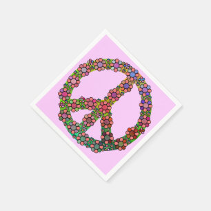 Flower Peace Sign Symbol Floral Pretty Napkin