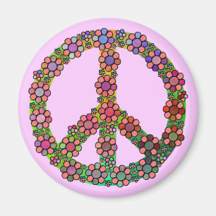 Flower Peace Sign Symbol Pretty Floral Magnet