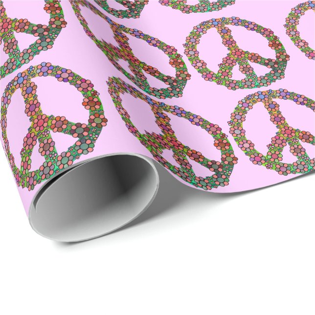 Flower Peace Sign Symbol Wrapping Paper (Roll Corner)