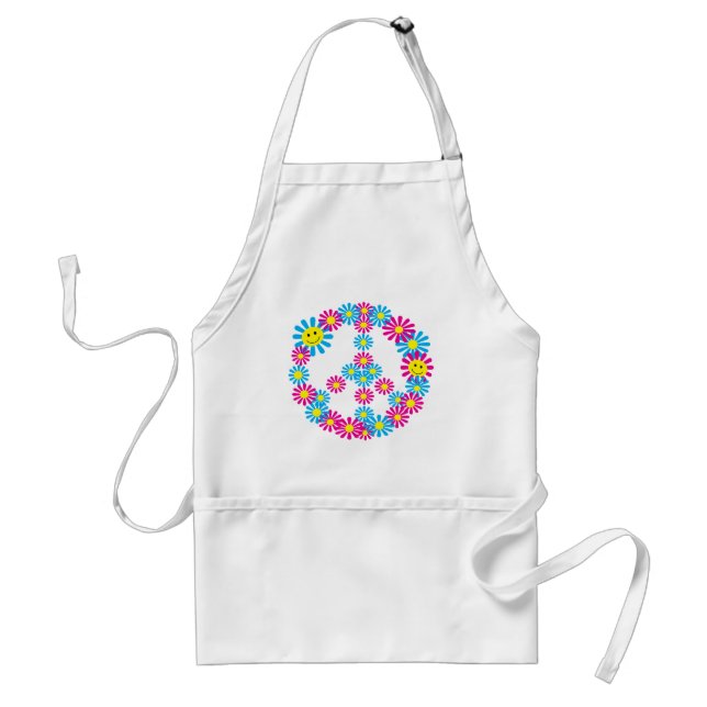 Flower Peace Sign w Faces Standard Apron (Front)