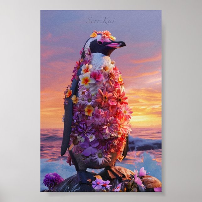 Flower Penguin Print & Downloadable (Front)