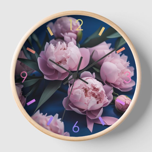 Flower peony Paper origami style WC02 Clock (Front)