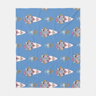 Flower & Perfume Bouquet Bundle on blue Fleece Blanket