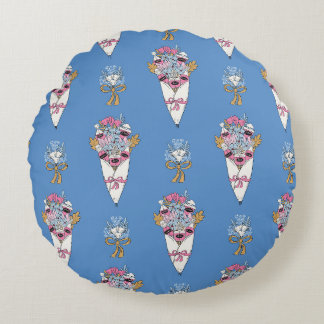 Flower & Perfume Bouquet Bundle on blue Round Cushion