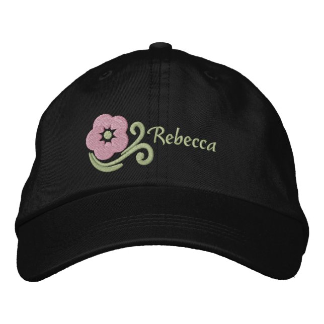 Flower Personalised Embroidered Hat (Front)