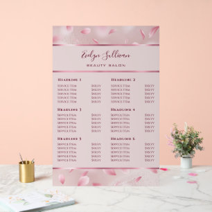 Flower Petals Faux Foil Price List Acrylic Sign