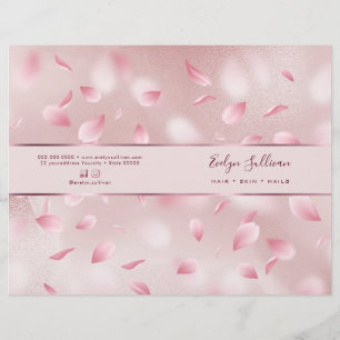 Flower petals faux foil service menu brochure