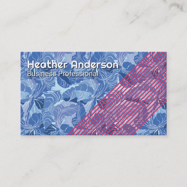 Flower Petals Pattern | Artistic Blue Business Card (Front)
