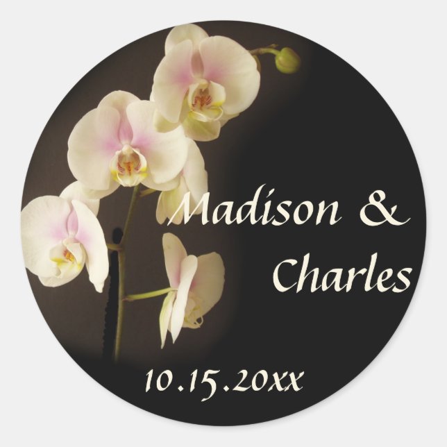 Flower phalaenopsis orchid wedding favour label (Front)