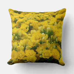 Flower Photo Bright Yellow Blooms Feminine Floral Cushion
