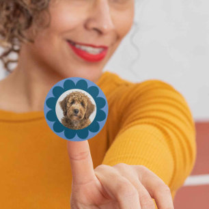 Flower Photo frame Pet Dog Cat Customisable Colour Classic Round Sticker