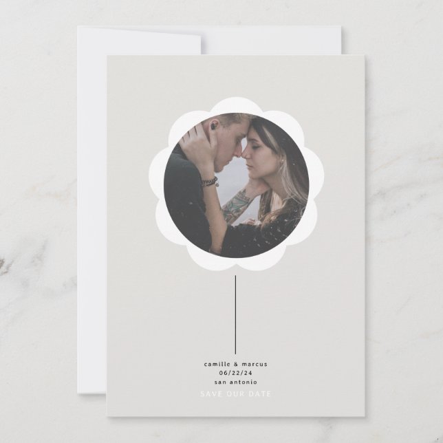 Flower Photo Frame Save the Date card (Front)