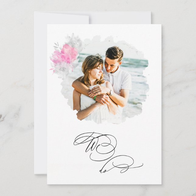 *~* Flower PHOTO RSVP + QR  AR6 WE DO Wedding Invi Invitation (Front)