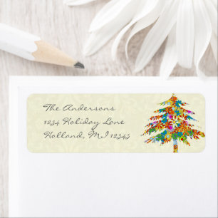 Flower Pine Tree  Return Address Label
