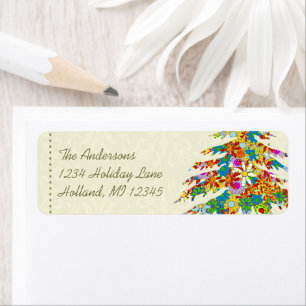 Flower Pine Tree Return Address Return Address Label