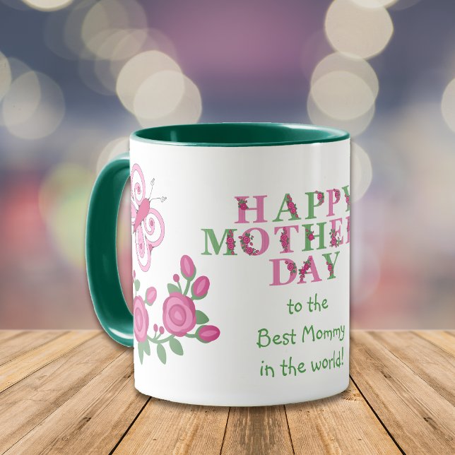 Flower Pink Butterfly Best Mummy Mug (Creator Uploaded)
