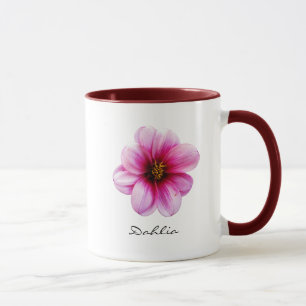 Flower Pink Dahlia Garden Photo with Name Mug