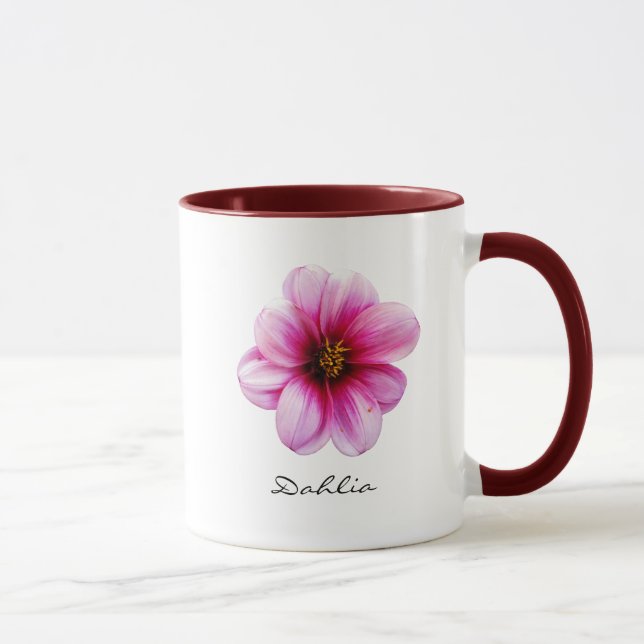 Flower Pink Dahlia Garden Photo with Name Mug (Right)