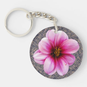 Flower Pink Dahlia Photo Key Ring