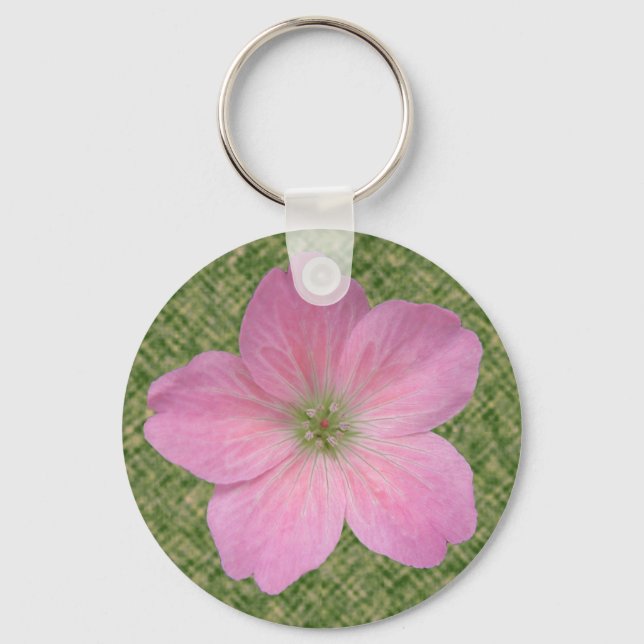 Flower Pink Geranium Photo Key Ring (Front)