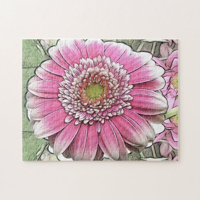 Flower - Pink Gerbera Daisy Jigsaw Puzzle (Horizontal)
