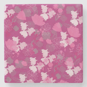 flower pink stone coaster