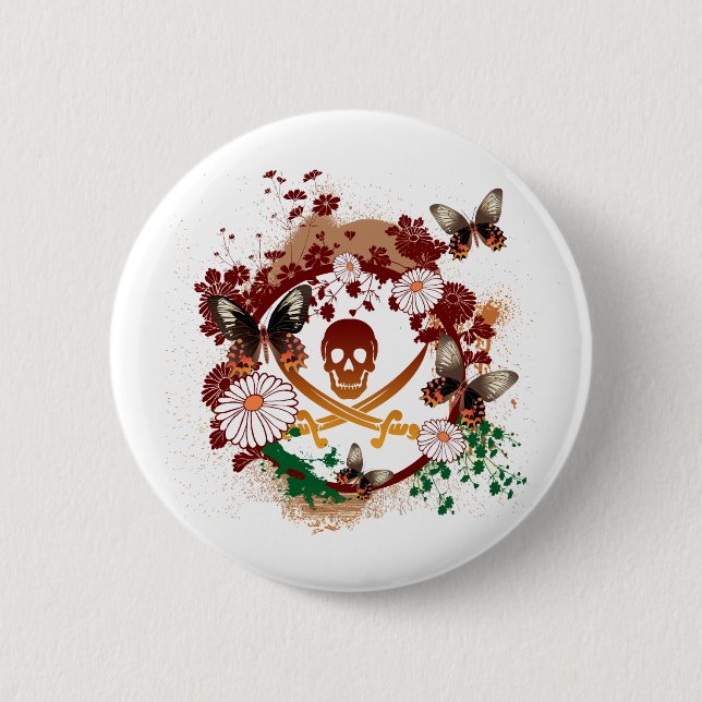 Flower Pirate 6 Cm Round Badge (Front)