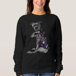 Flower Pitbull I Love Mom Pitbull Tattoo Mothers D Sweatshirt