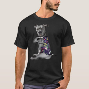 Flower Pitbull I Love Mum Pitbull Tattoo Mothers D T-Shirt