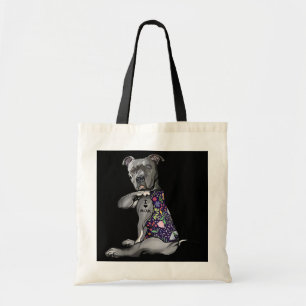 Flower PitBull I Love Mum Pitbull Tattoo Mother's Tote Bag