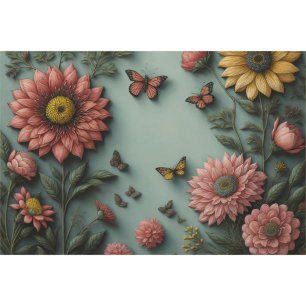 Flower poem postcard 5 decoupling tissue paper