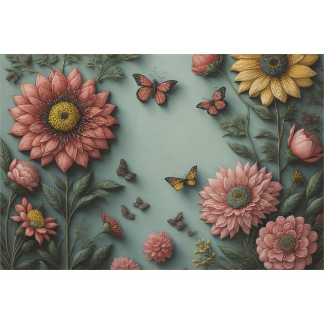 Flower poem postcard 5 decoupling tissue paper (Creator Uploaded)