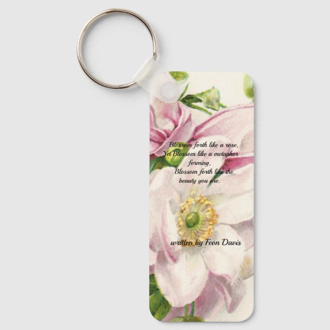 Flower Poem Quote digital image keychain (Front)
