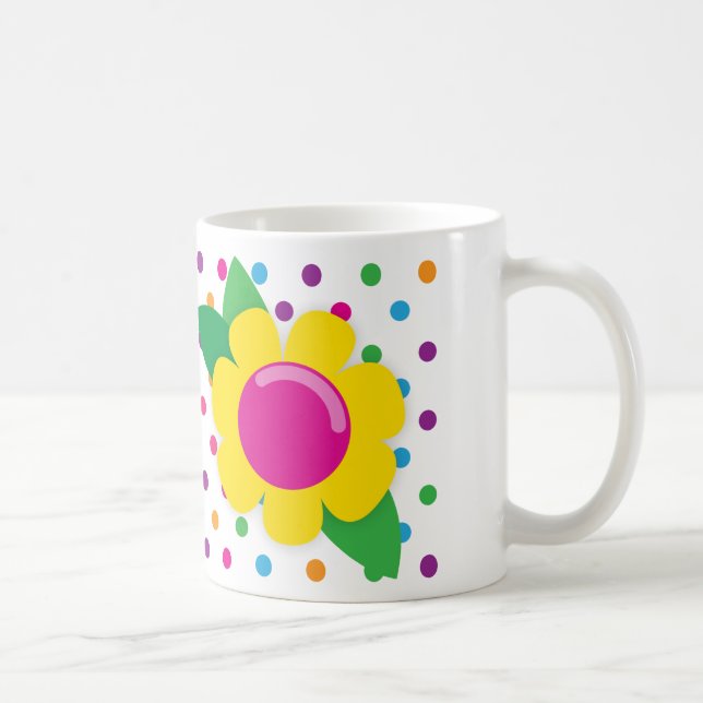 Flower & Polka Dots Coffee Mug (Right)