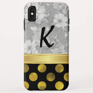 Flower Polka Dots Pattern with Monogram Case-Mate iPhone Case