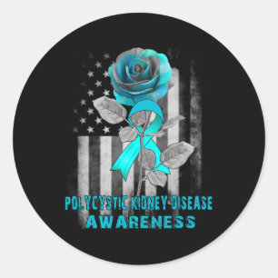 Flower Polycystic Kidney Disease Ribbon  Classic Round Sticker