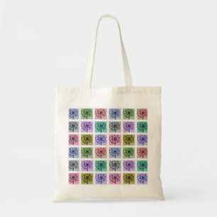 Flower Pop Art Squares Pattern Tote Bag
