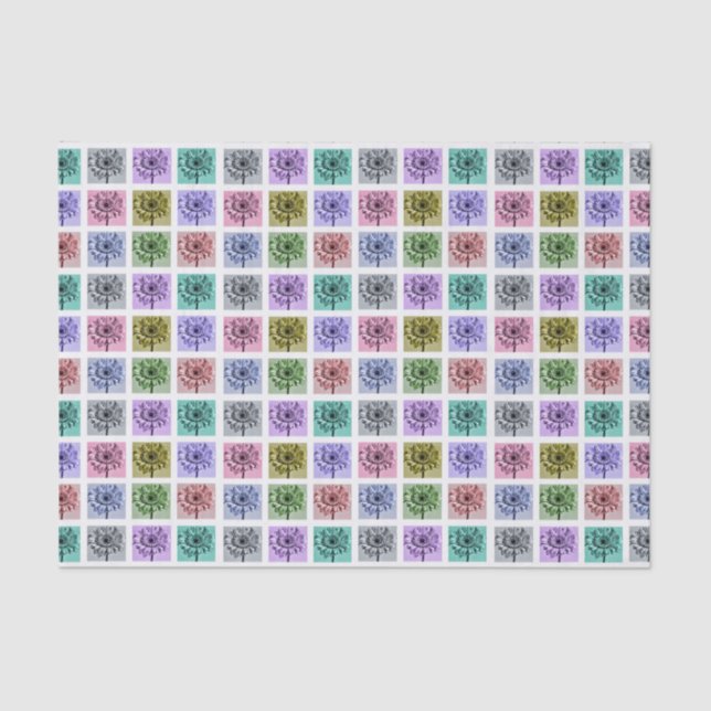 Flower Pop Art Squares Tissue Paper (Front)