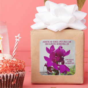 FLOWER POST CARD FOR DAUGHTERS DAY SQUARE STICKER